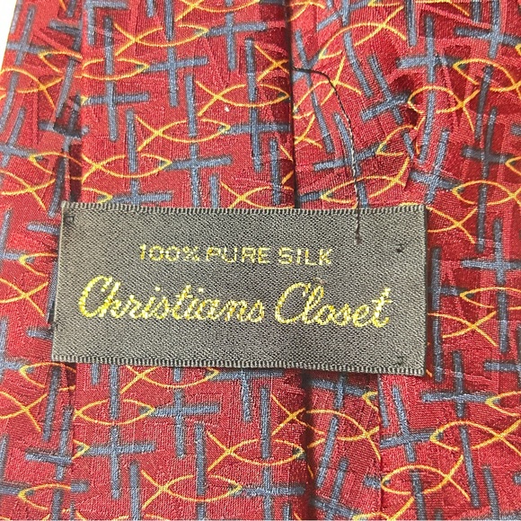 Christians Closet Men's Neck Tie Jesus Christ Cross Fish - Picture 5 of 5